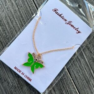 Green Enamel Butterfly Necklace